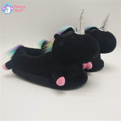 black unicorn slippers