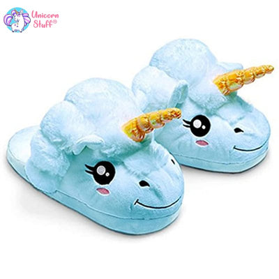 blue unicorn slippers