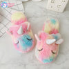 faux fur unicorn slippers