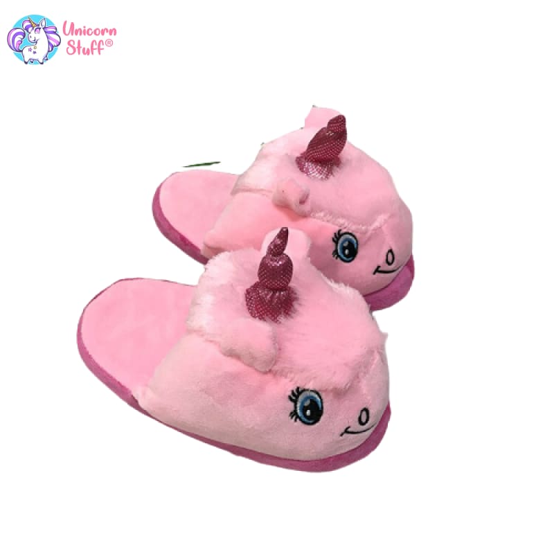 pink fluffy unicorn slippers
