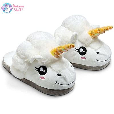 white unicorn slippers